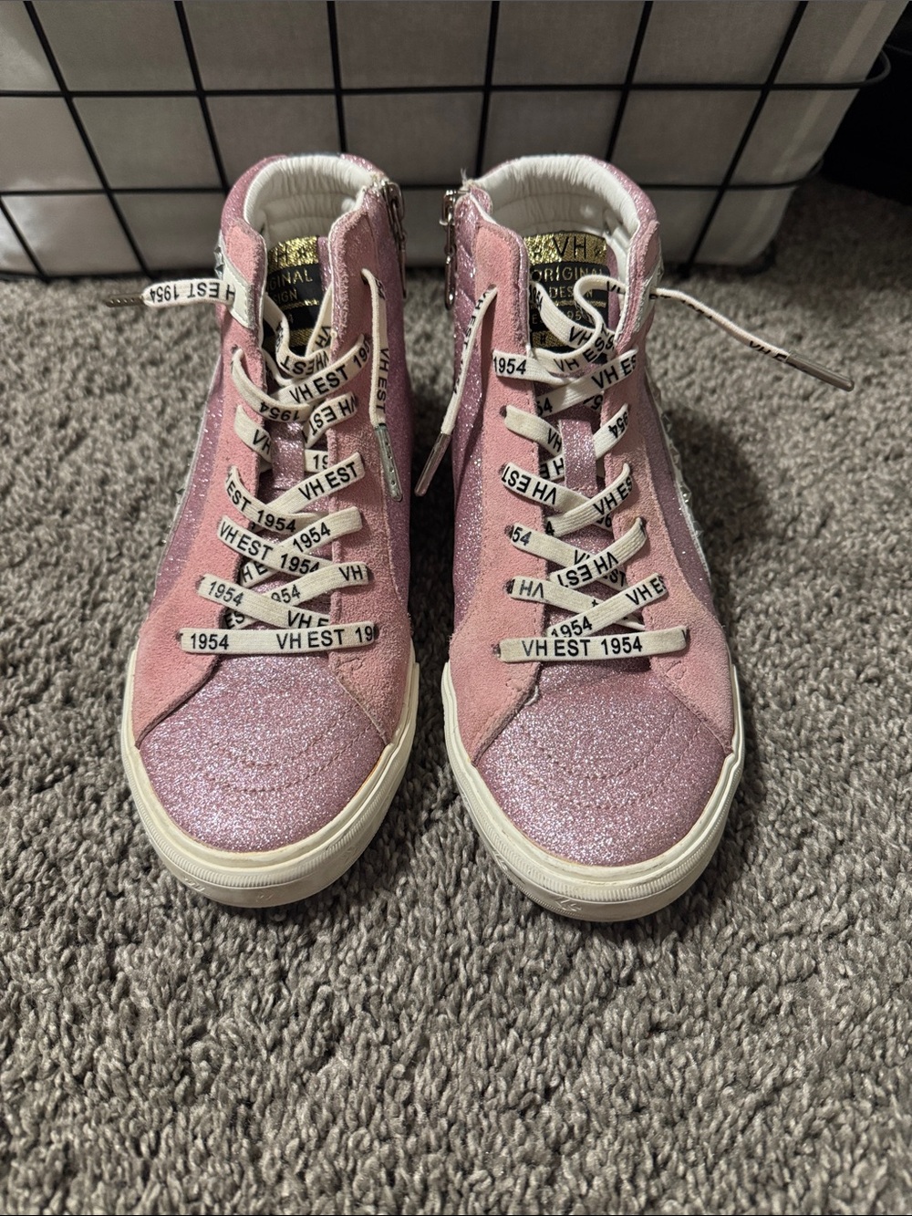Vintage Havana Pink Glitter High-Top Sneakers size 6